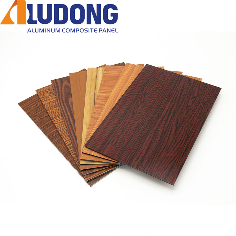 ผู้ผลิตโดยตรง 5 มม. ลายไม้ ACP PVDF เคลือบ, ป้องกันรังสียูวีและทนไฟสำหรับผนังม่าน 24/7 สนับสนุนทางเทคนิค
